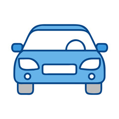 Obraz premium Blue car icon with simple line design 