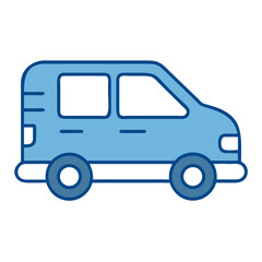 Fototapeta premium Blue van icon in minimalist style with simple lines 