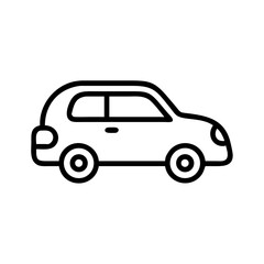 Fototapeta premium Simple line drawing of a compact car in profile view 