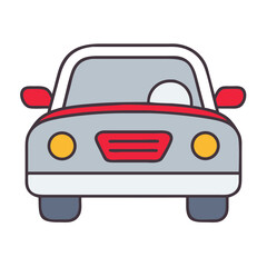 Cartoon car with red accents facing forward  