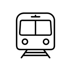 Outline of a train on railway tracks in minimalist style  