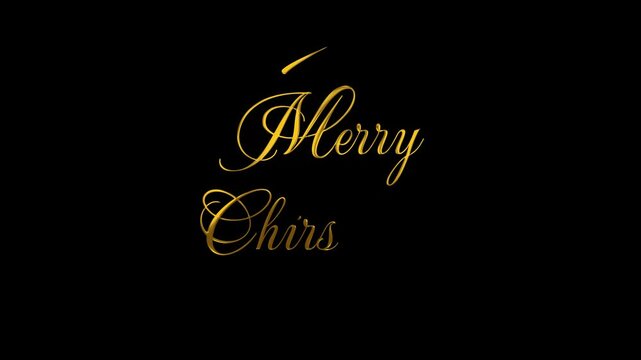 Merry Christmas beautiful shiny golden Christmas text animated with gold sparkles effect. Overlay video