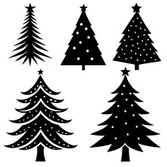 Obraz premium set of vector christmas trees silhouette vector design perfect for winter holiday creative work.