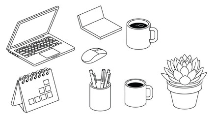 Modern office essentials arranged for productive work and creativity