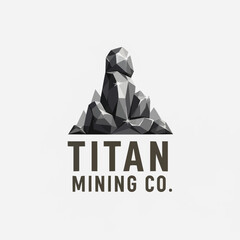 Titan Mining Co logo featuring a geometric low poly mountain icon.