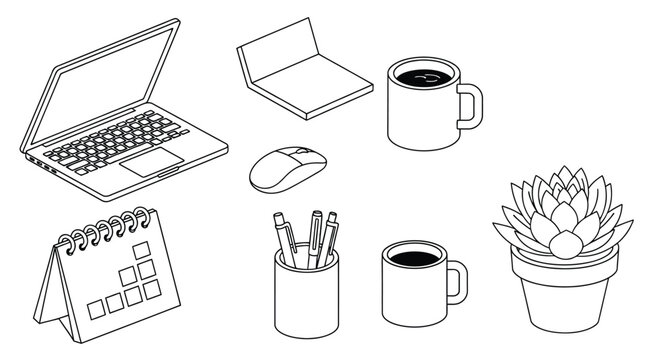 Modern office essentials arranged for productive work and creativity