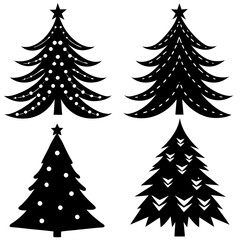 Obraz premium set of christmas trees silhouette artwork designed for holiday crafts and digital prints.