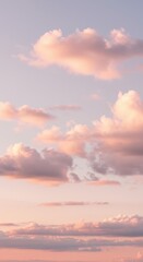 Fototapeta premium Gentle pastel colors fill this wide, atmospheric abstract sky scene featuring soft, wispy cumulus clouds floating high above ,dreamy, peaceful, cloud