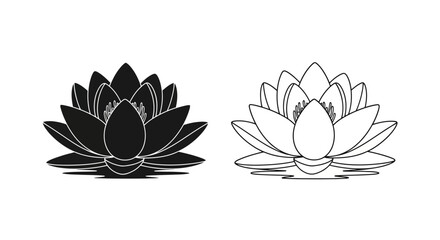 A simple illustration of two lotus flowers one dark and one light © Tm Studio