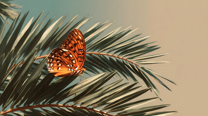 Beautiful monarch butterfly, an orange insect, flying close-up on a flower in a summer garden
