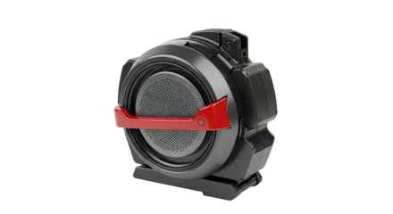 Futuristic black and red speaker