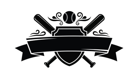 Baseball bats ball shield banner vector sport design template logo