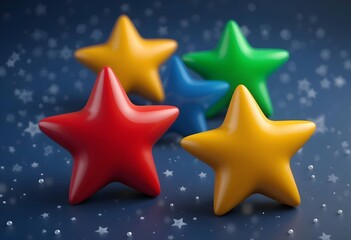 colorful 3d stars in red, yellow, green, and blue. abstract awards rating or review concept background.