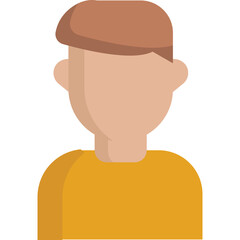 Flat Icon Portrait of a Person with Brown Hair and Yellow Shirt Isolated on White Background Representing Generic User Profile
