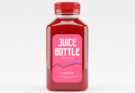 Transparent Juice Bottle Mockup