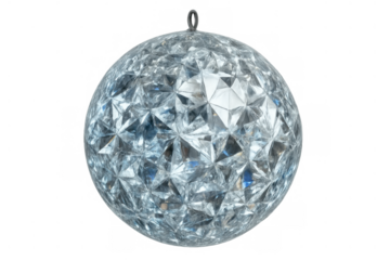 Faceted crystal glass sparkling christmas ornament hanging, transparent bauble decoration for festive holiday season