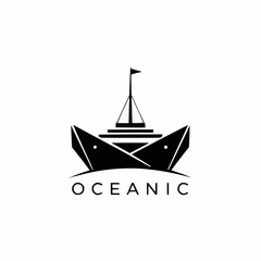 Geometric Ship Logo Design for Oceanic Brand.