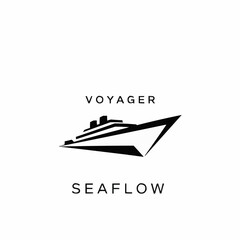 Voyager Seaflow logo design featuring a cruise ship sailing on the ocean.