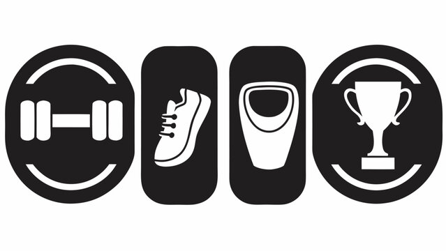 Fitness and wellness journey: Icons showcase strength training, running, body composition, and achievement, perfect for gyms, health apps, and motivational content