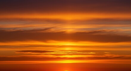 Vibrant orange sunset illuminating wispy clouds high above the horizon, creating a warm, dramatic atmospheric display ,peaceful ,paradise ,dusk