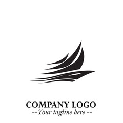 Ship Moving Fast Logo Symbol in Black on the White Background with Modern Maritime Design