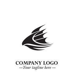 Fototapeta premium Ship Moving Fast Logo Symbol in Black on the White Background with Modern Maritime Design
