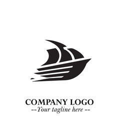 Ship Moving Fast Logo Symbol in Black on the White Background with Modern Maritime Design