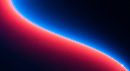 Abstract neon light curve separates glowing red and blue vibrant gradients, creating a modern digital energy glow background texture design element.