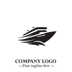 Ship Moving Fast Logo Symbol in Black on the White Background with Modern Maritime Design