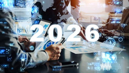 Meeting people and global business. 2026 New Year concept. New year's card 2026.