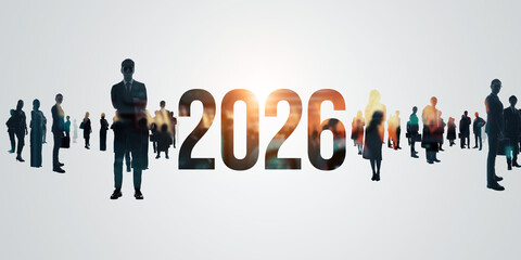 Multinational People and Technology. 2026 New Year concept. New year's card 2026.