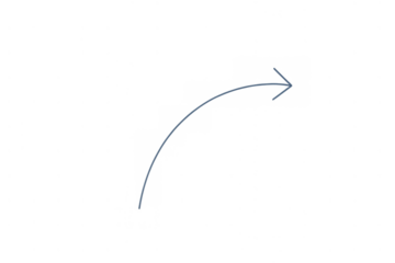 Curved arrow pointing up and right, showing direction, movement, navigation, and growth with transparent background