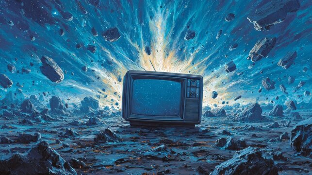 Big Bang broadcast on space television with debris