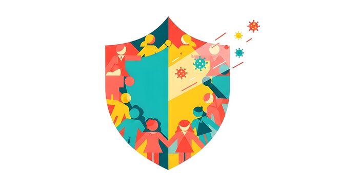 vaccination community immunity protection prevention health shield infectious disease public health illustration diversity - Powered by Adobe