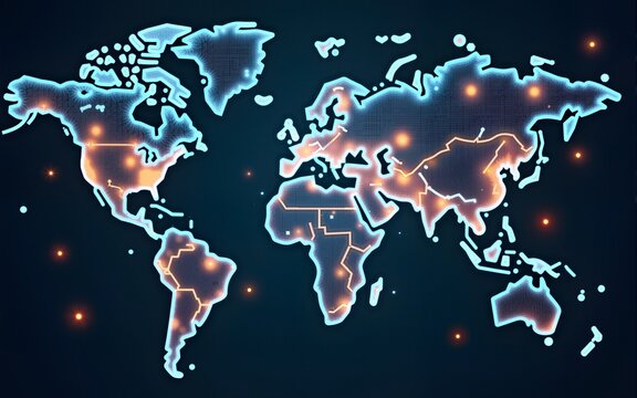 Digital   of interconnected minds spanning the globe, where diverse people connect to innovate and collaborate in a  network of shared ideas and knowledge. virtual symposium where individuals and AI.