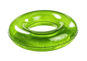 A translucent green inflatable ring with a black background, ready for aquatic fun