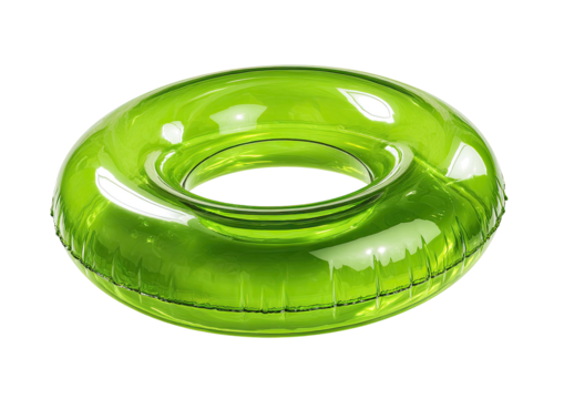 A translucent green inflatable ring with a black background, ready for aquatic fun