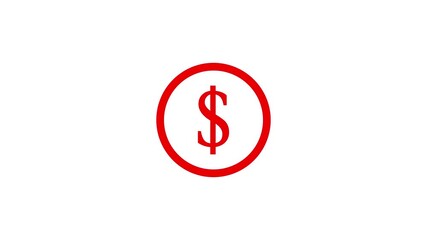 Red dollar sign symbol inside a red circle on a white background representing money and finance - Powered by Adobe