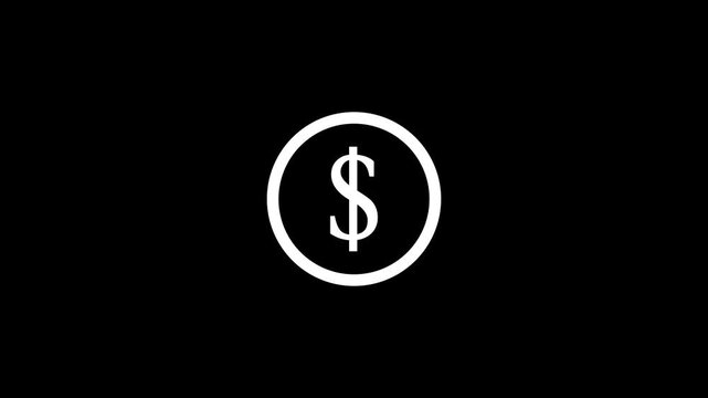 Simple white dollar sign icon inside a dark circle on a black background