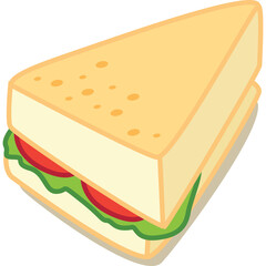 Freshly Made Triangle Sandwich with Lettuce and Tomato on a Transparent Background Ideal for Food Graphics and Designs