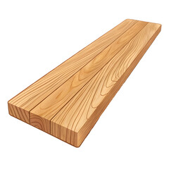 Natural wood plank with visible grain texture on white background