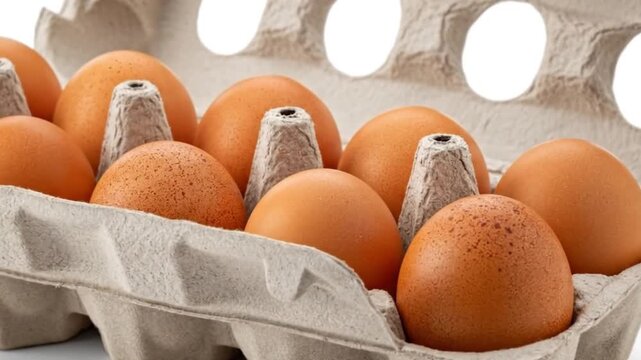 A carton of brown eggs arranged with supporting separators