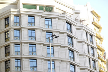 Modern apartment building facade with elegant windows