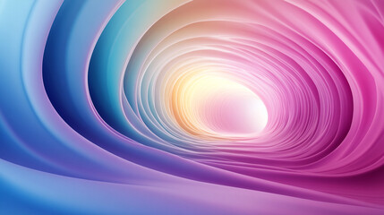 Pastel neon tunnel with soft gradient fade, blending light pink, lavender, and aqua tones for a dreamy futuristic ambiance.
