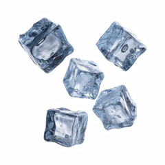 Obraz premium Clear crystal ice cubes isolated on transparent background