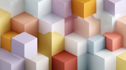 Vibrant Pastel Cubes in a3D Abstract Geometric Pattern background