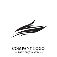 Fototapeta premium Ship Moving Fast Logo Symbol in Black on the White Background with Modern Maritime Design