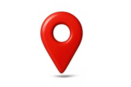 Red 3d location pin icon representing destination, navigation, and travel isolated on transparent background