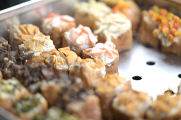 Delicious steamed dumplings with savory toppings