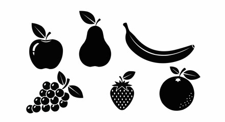 Assortment of fresh fruit silhouettes for healthy eating and nutrition.